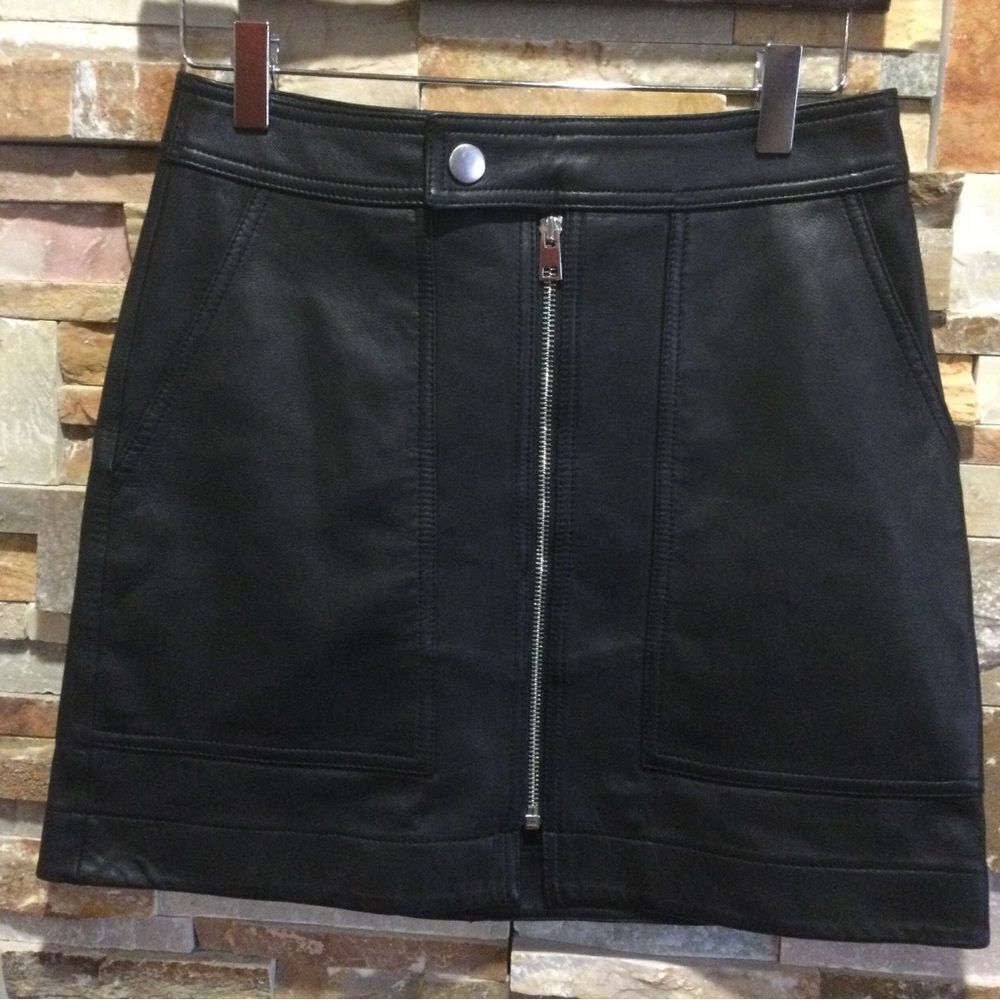 Theory Black Mini Skirt leather